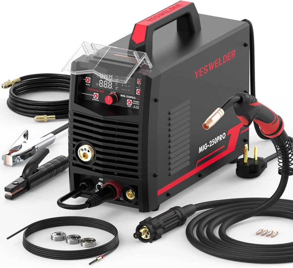 YESWELDER MIG-250 PRO Aluminum MIG Welder, 250Amp 220V, Gas MIG Gasless Flux Core Welding Machine MIG/Lift TIG/Stick 4 in 1 Welder, Spool Gun Compatible