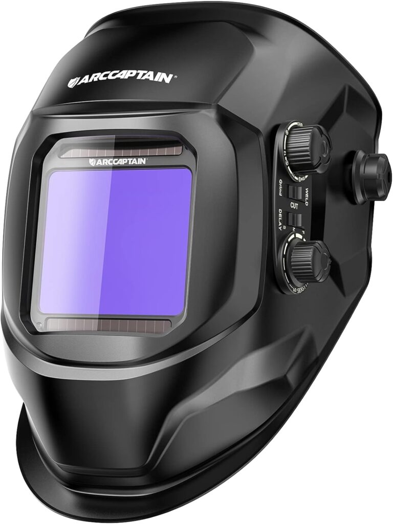 ARCCAPTAIN Welding Helmet Auto Darkening, 3.94X3.66 Large Viewing Screen True Color Welding Hood with 4 Arc Sensor Solar Powered, Wide Shade 4-5/5-9/9-13 for ARC TIG MIG Welding Helmets for Men