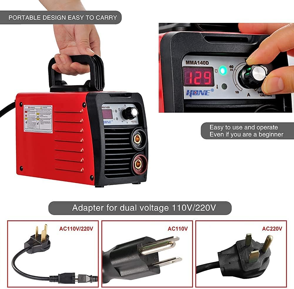 HONE Stick Welder, 110V/220V Actual 140Amp ARC Welder Machine, IGBT Inverter Digital Display LCD Welding Machines with Hot Start Arc Force Anti-Stick, High Efficiency for 1/16-1/8 Welding Rod.