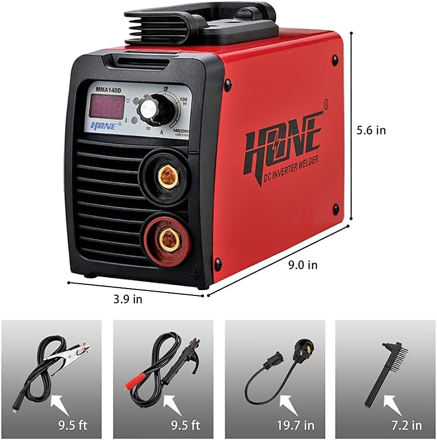 HONE Stick Welder, 110V/220V Actual 140Amp ARC Welder Machine, IGBT Inverter Digital Display LCD Welding Machines with Hot Start Arc Force Anti-Stick, High Efficiency for 1/16-1/8 Welding Rod.