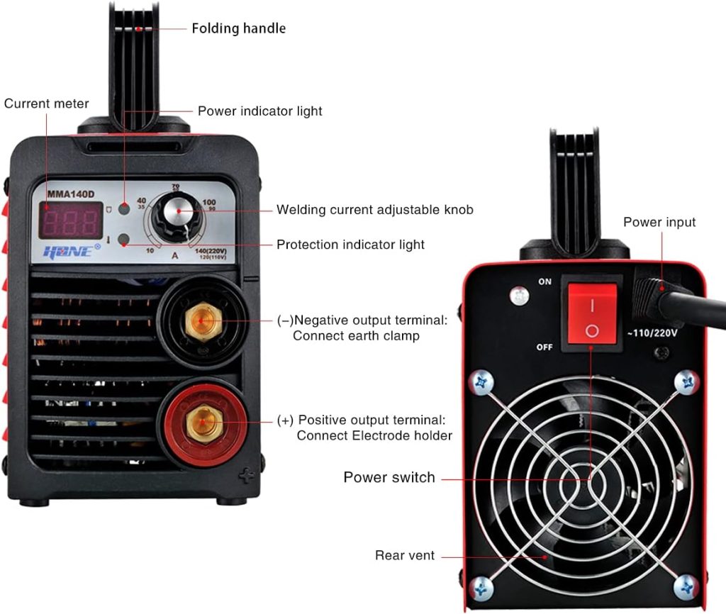 HONE Stick Welder, 110V/220V Actual 140Amp ARC Welder Machine, IGBT Inverter Digital Display LCD Welding Machines with Hot Start Arc Force Anti-Stick, High Efficiency for 1/16-1/8 Welding Rod.