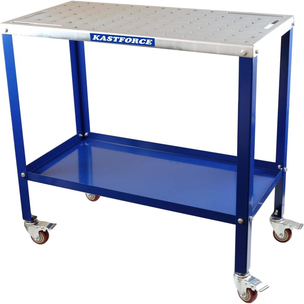 KASTFORCE KF3002 36”×18” Welding Table 1200 lbs Loading Capacity, Wedling Cart Universal Work Table with 5/8 Holes, Top Thickness up to 10Ga, Withstands Heat up to 1600 Fahrenheit