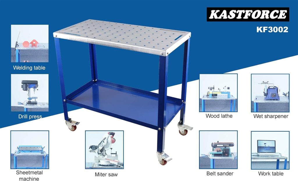 KASTFORCE KF3002 36”×18” Welding Table 1200 lbs Loading Capacity, Wedling Cart Universal Work Table with 5/8 Holes, Top Thickness up to 10Ga, Withstands Heat up to 1600 Fahrenheit