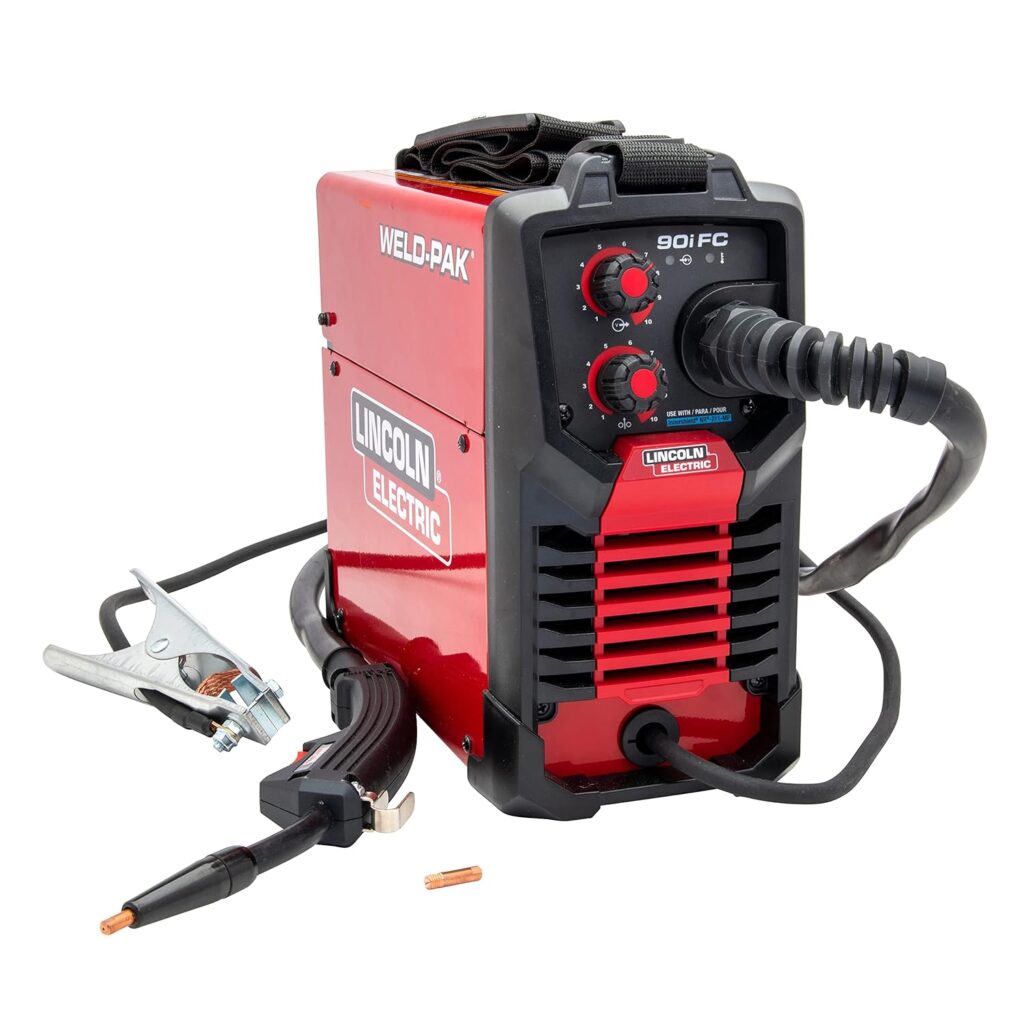 Lincoln Electric 90i FC Flux Core Wire Feed Weld-PAK Welder, 120V Welding Machine, Portable w/Shoulder Strap, Protective Metal Case, Best for Small Jobs, K5255-1
