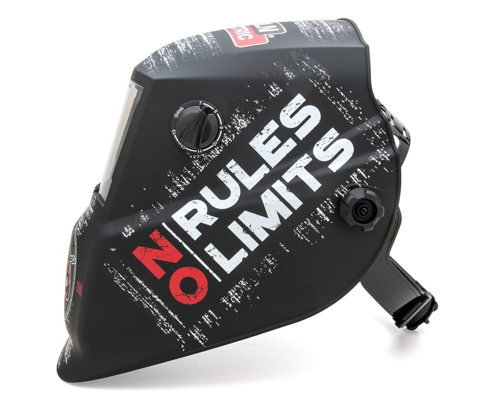 Lincoln Electric No Rules No Limits Welding Helmet K4983-1, Auto Darkening, Lightweight Weld Headgear, Shade 7-13, Grind Mode, Use for Stick, TIG, Pulsed TIG, MIG, Pulsed MIG, Flux Core, Gouging