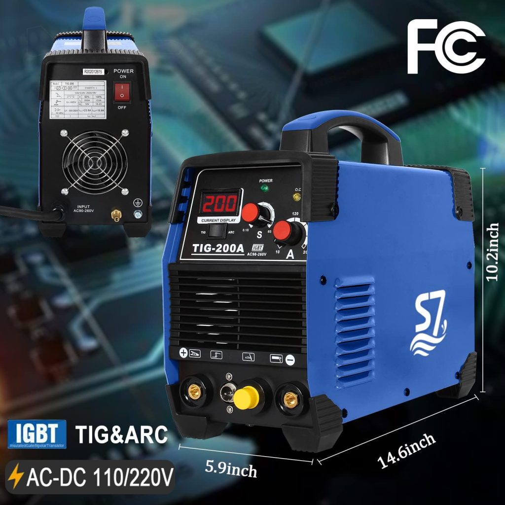 S7 Tig Welder, HF TIG/Stick/Arc TIG Welder,200 Amp 110  220V Dual Voltage TIG Welding Machine