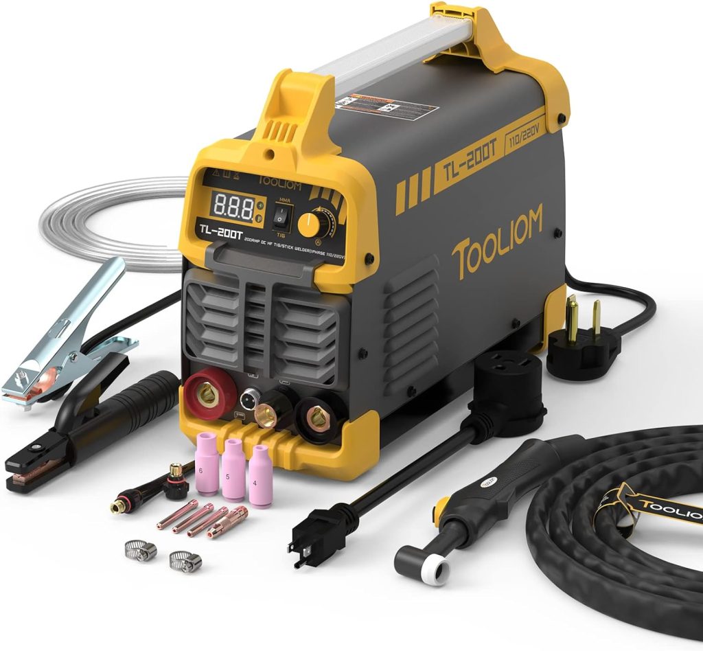 TOOLIOM 200A TIG Welder High Frequency TIG 110V/220V Dual Voltage TIG/Stick/Arc 2 in 1 IGBT Digital Inverter Welder TIG Welding Machine