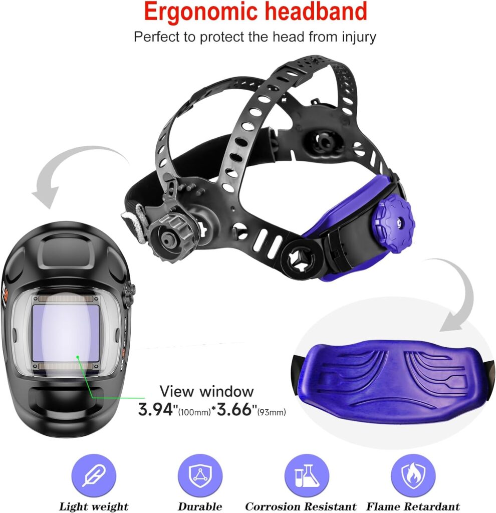 Upgrade Welding Helmet Auto Darkening,3.94X3.66 Ultra Large Viewing,True Color Solar Power Welder Mask Hood,Hemispherical 4C lense,4 Arc Sensor Wide Shade 4~5/9-9/13 for TIG MIG Arc Weld Grinding
