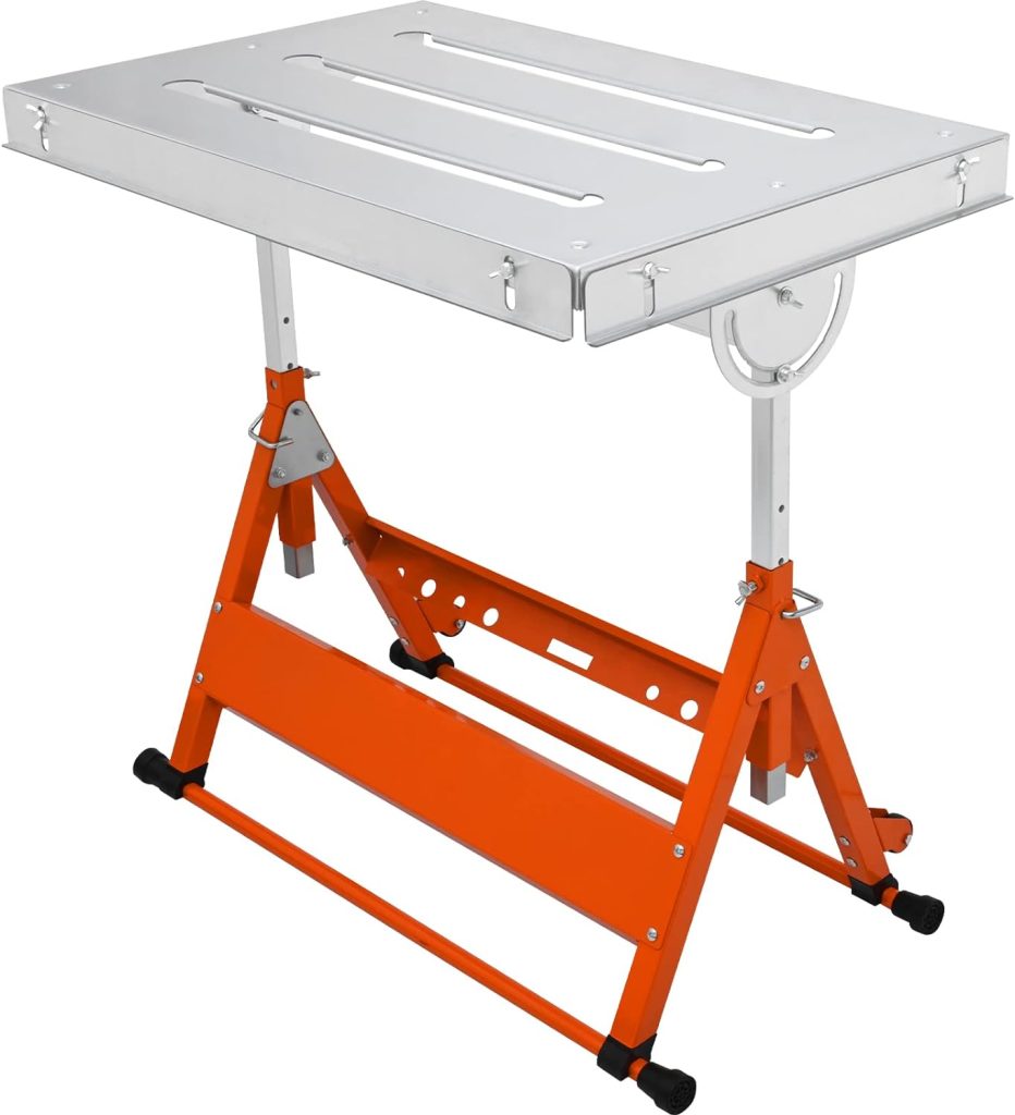 VEVOR Welding Table 30x20, 400lbs Load Capacity Steel Welding Workbench Table on Wheels, Folding Work Bench with Three 1.1 Slot, 3 Tilt Angles, Adjustable Height, Retractable Guide Rails