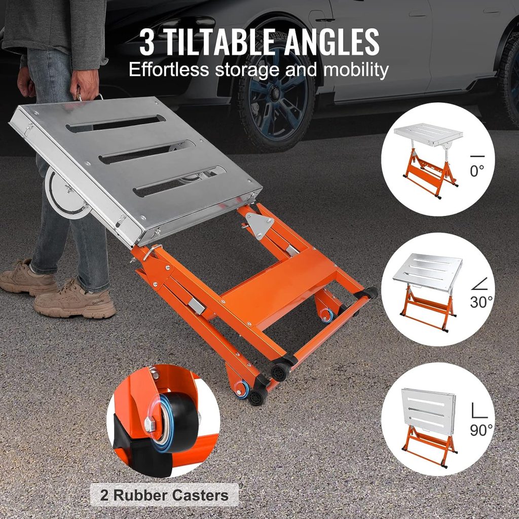 VEVOR Welding Table 30x20, 400lbs Load Capacity Steel Welding Workbench Table on Wheels, Folding Work Bench with Three 1.1 Slot, 3 Tilt Angles, Adjustable Height, Retractable Guide Rails