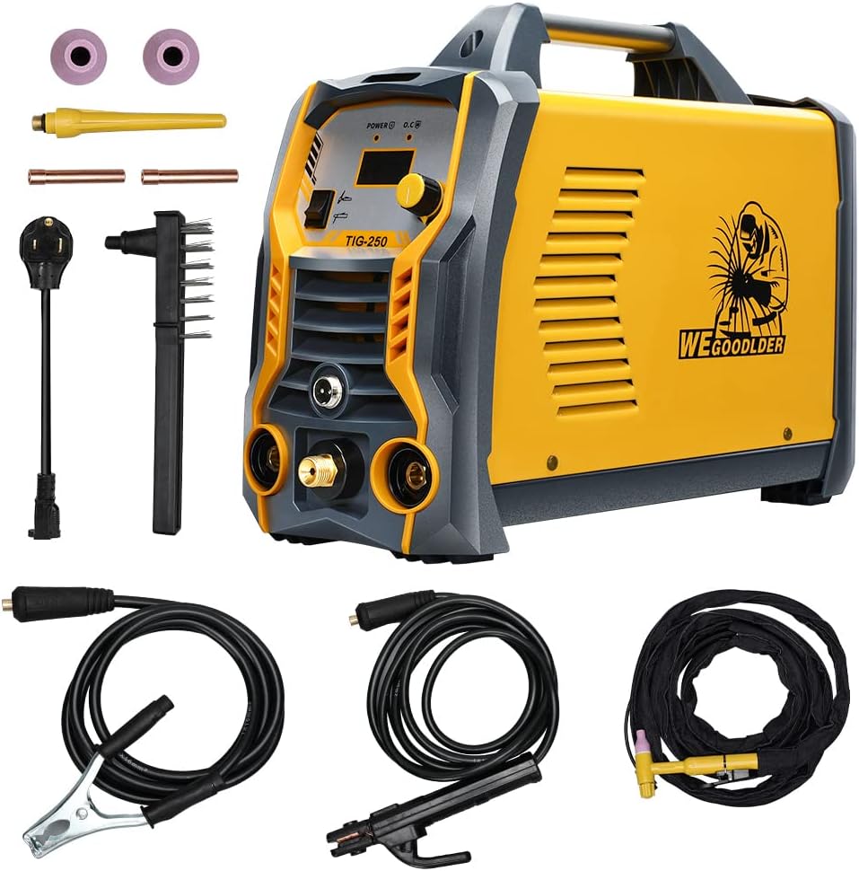 WEGOODLDER Tig Welder Welding Machine - 110/220V Dual Voltage Tig/Stick/Arc Welder 250 Amp Tig Welding Machine with Electrode Holder Work Clamp Torch