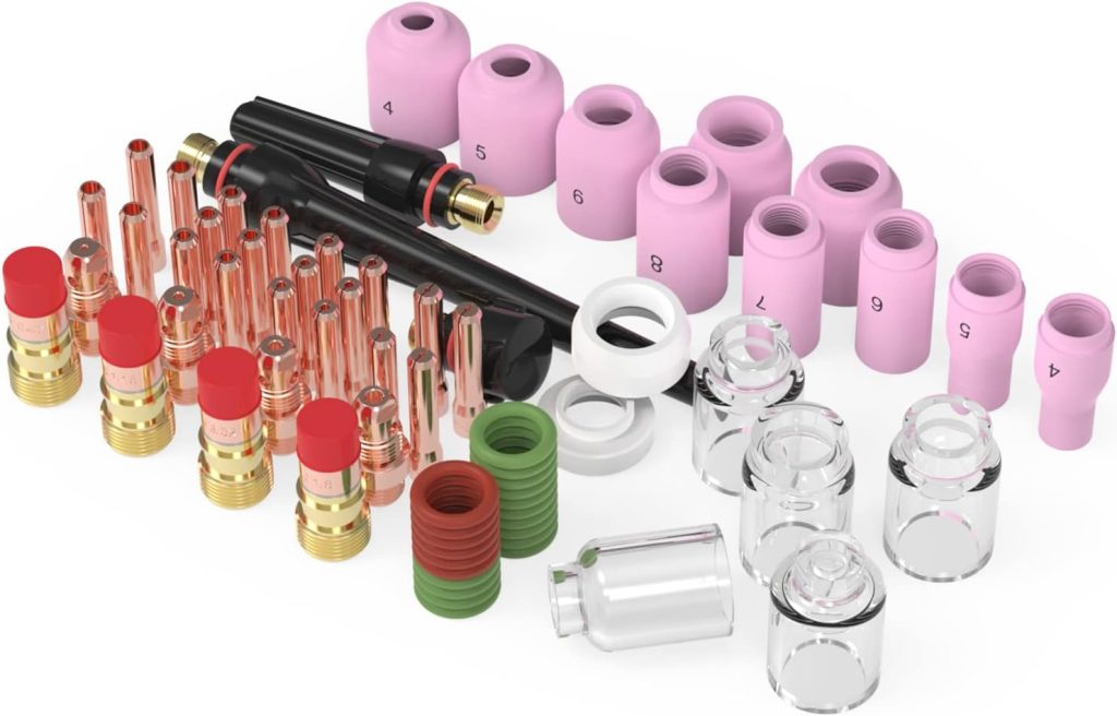 YESWELDER 68 Pcs TIG Welding Torch Stubby Gas Lens Pyrex Glass Cup Kit For WP-17/18/26