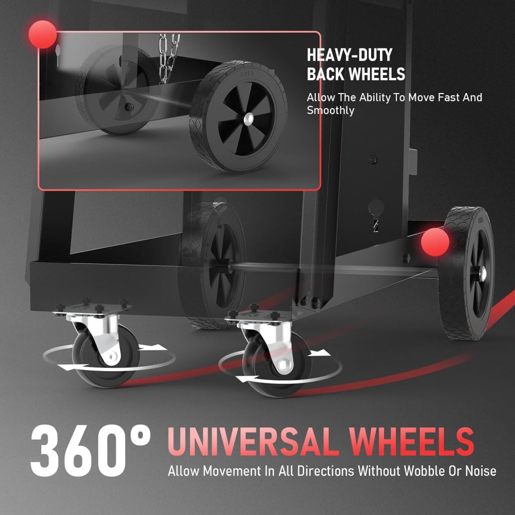 YESWELDER Welding Cart for TIG MIG Welder and Plasma Cutter, Tilt-Table Large Storage 360° Rolling Welding Trolley