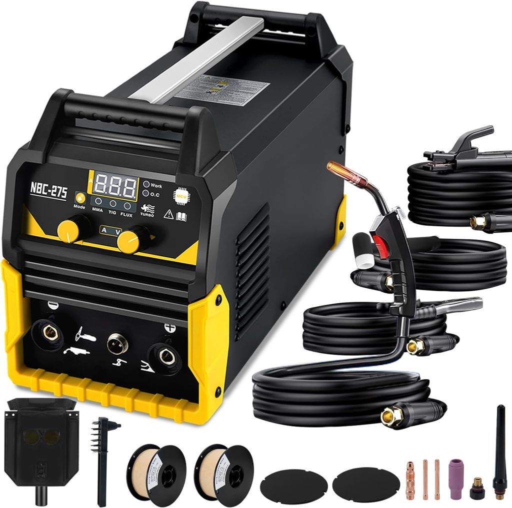 130A MIG Welder,110V Flux Core MIG Welder/Lift TIG/Stick 3 in 1 Welding Machine IGBT Inverter Portable Gasless Welder,Wire Feed Welder(volts, 110)