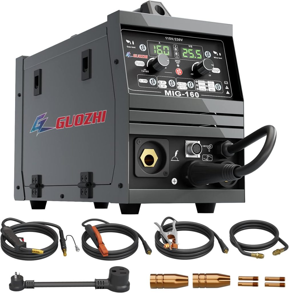 200A MIG Welder, 7 in 1 Gas MIG/MAG/Gasless Flux Core MIG/Lift TIG/Stick/Spot Welding/Spool Gun Multi-Process, Dual Voltage 110V/220V Welding Machine