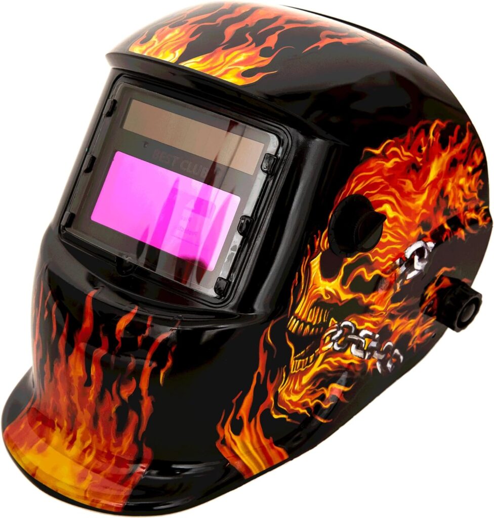 Bestclub Welding Helmet Solar Powered Auto Darkening Hood with Adjustable Shade Range 4/9-13 for Mig Tig Arc Welder Mask (Flag Eagle)