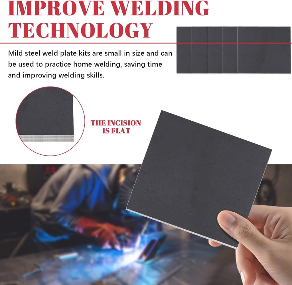 Hilitchi 5Pcs 11 Gauge 3x3 Inch Welding Plate, Mild Steel Welding Coupons Weld Practice Kit Welding Steel Practice and Training for Welding, Cutting, Brazing