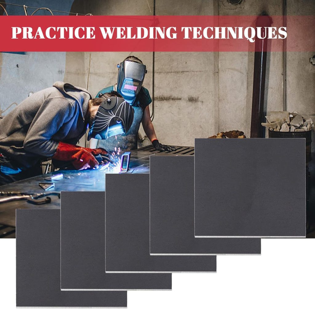 Hilitchi 5Pcs 11 Gauge 3x3 Inch Welding Plate, Mild Steel Welding Coupons Weld Practice Kit Welding Steel Practice and Training for Welding, Cutting, Brazing