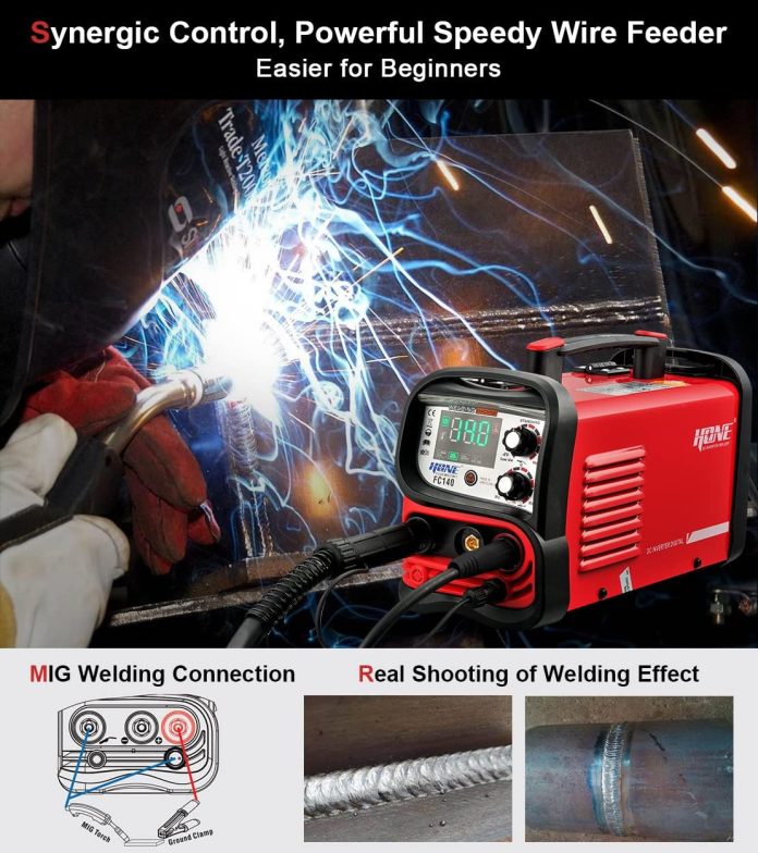 hone mig welder 110v actual 140amp flux core welderstick welderlift tig 3 in 1 synergic welding machine smart igbt inver 1