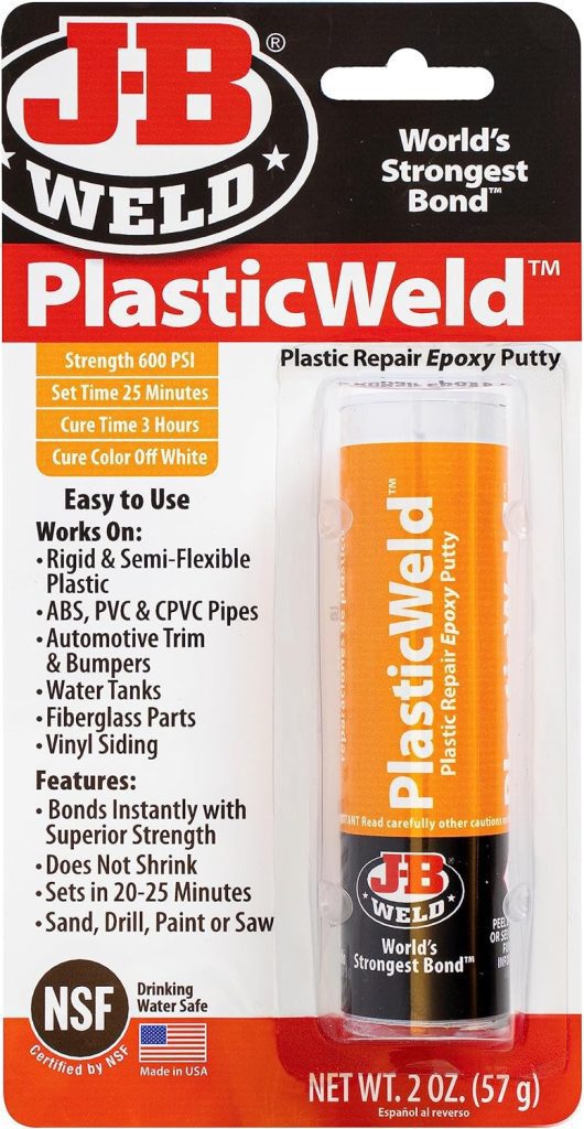 J-B Weld 8237 PlasticWeld Plastic Repair Epoxy Putty - 2 oz.