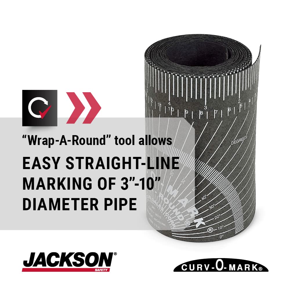 Jackson Safety Pipe Measure Tool – Wrap Around Tape, Flex Angle Measuring and Marking Gauge for 3”to 10” Diameter, Large, Black, 14753