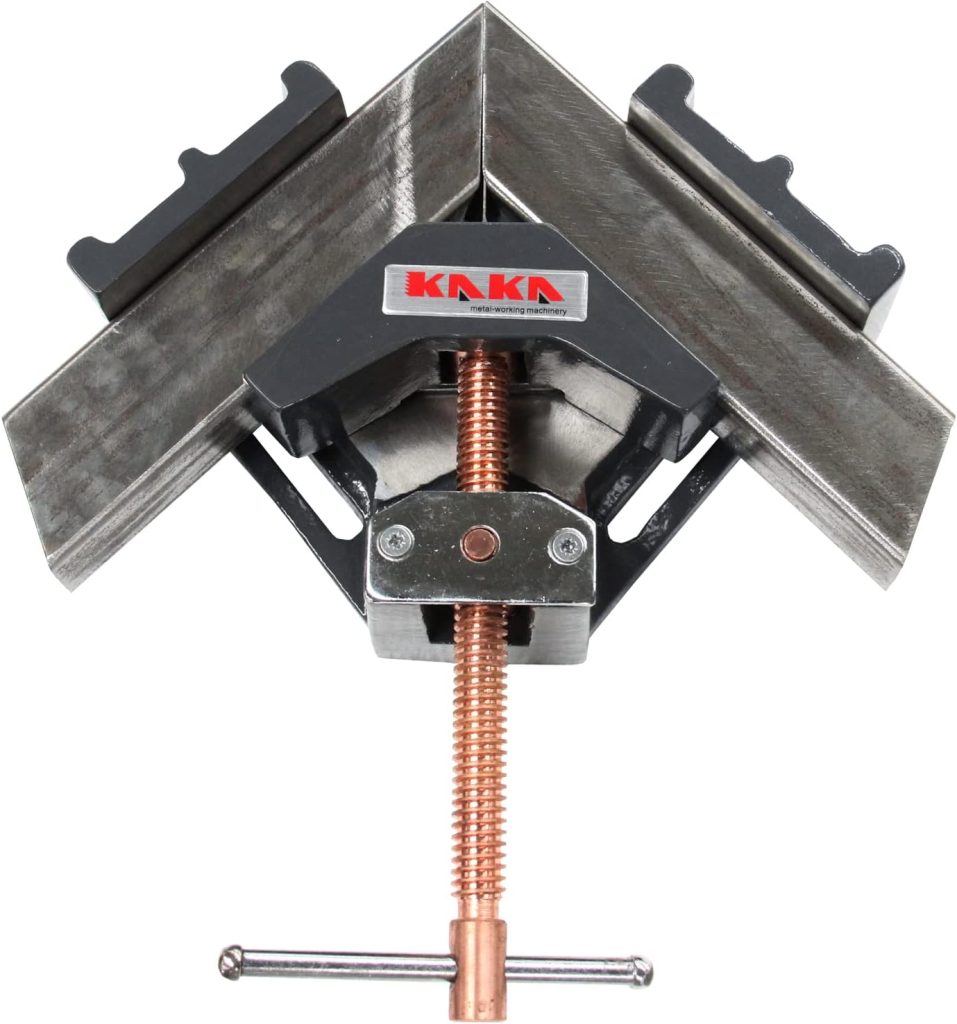 KAKA INDUSTRIAL AC-100 Angle Clamp, Solid Construction, 90 Degree Welding Angle Clamp, Heavy-Duty Cast-Iron Angle Clamp Vice