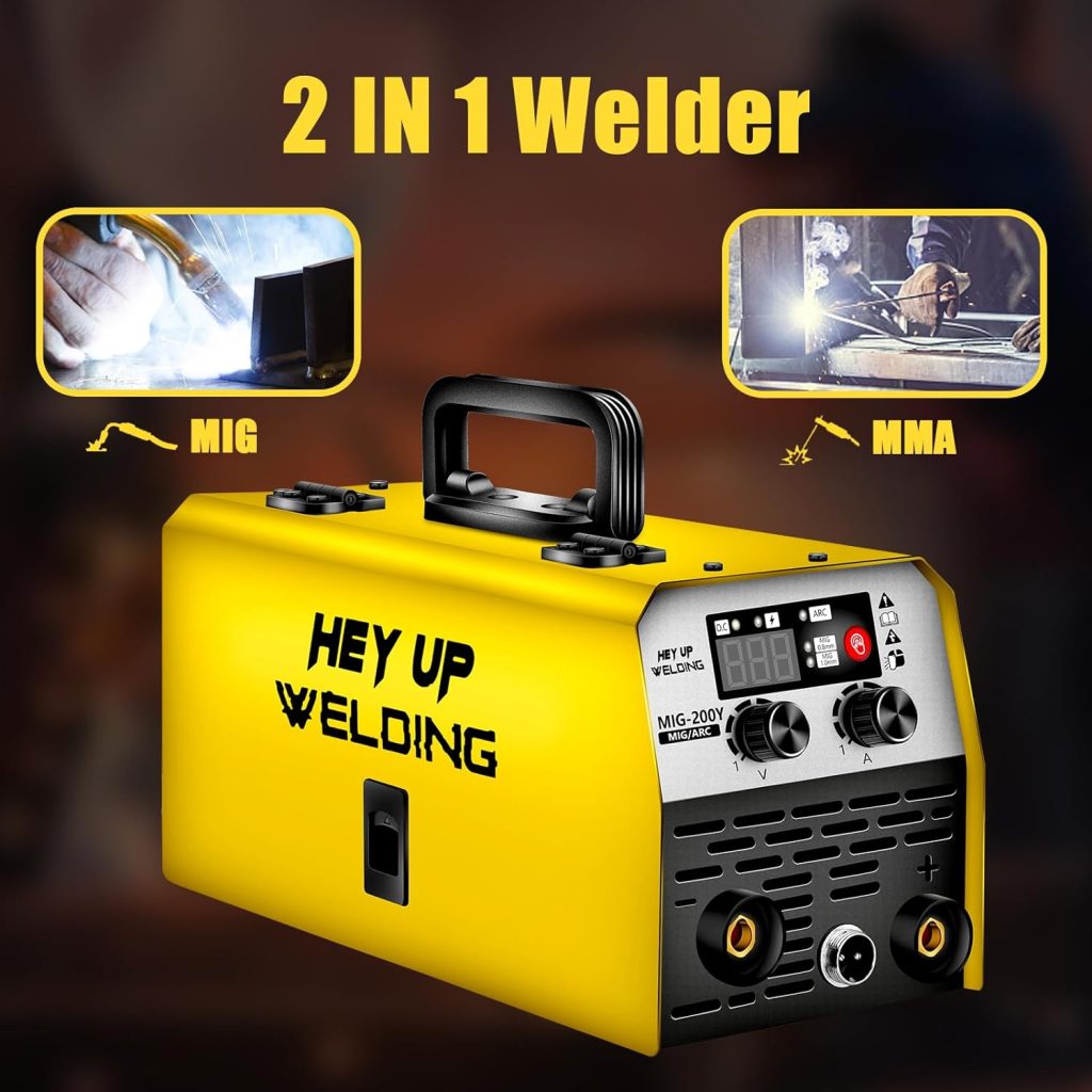 MIG Welder, 140Amp 2 IN 1 Stick/Flux Core Welder with 2LBS Flux Cored Wire, 110V/220V Dual Voltage Welding Machine with Electrode Holder, IGBT Inverter Welder