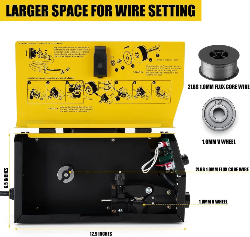 MIG Welder, 140Amp 2 IN 1 Stick/Flux Core Welder with 2LBS Flux Cored Wire, 110V/220V Dual Voltage Welding Machine with Electrode Holder, IGBT Inverter Welder