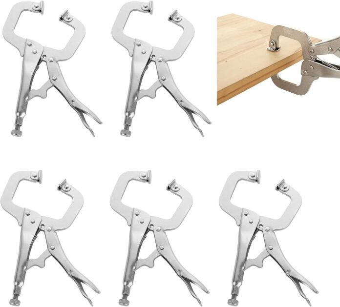 shuess 5 pcs 6 inch c clamp locking pliers heavy duty c type locking plier table with swivel padslocking pliers adjustab