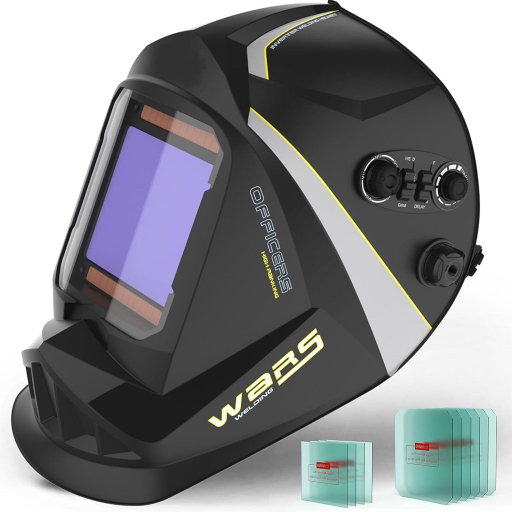 SONNLER 3.94 *3.66 Large Viewing Welding Helmet,1/1/1/1 True Color Auto Darkening Welding Helmet,Solar/Battery Power Welding Hood With 4 Arc Sensor,Wide Shade 4~5/9-9/13 Welding Mask For TIG MIG ARC