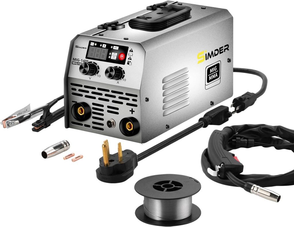 SSIMDER MIG Welder 140A 2 in 1 Stick/Flux Core Welder 110V/220v Dual Voltage Welding Machine with Flux Cored Wire MIG/ARC Welder IGBT Inverter Welder