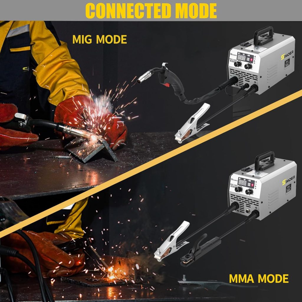SSIMDER MIG Welder 140A 2 in 1 Stick/Flux Core Welder 110V/220v Dual Voltage Welding Machine with Flux Cored Wire MIG/ARC Welder IGBT Inverter Welder