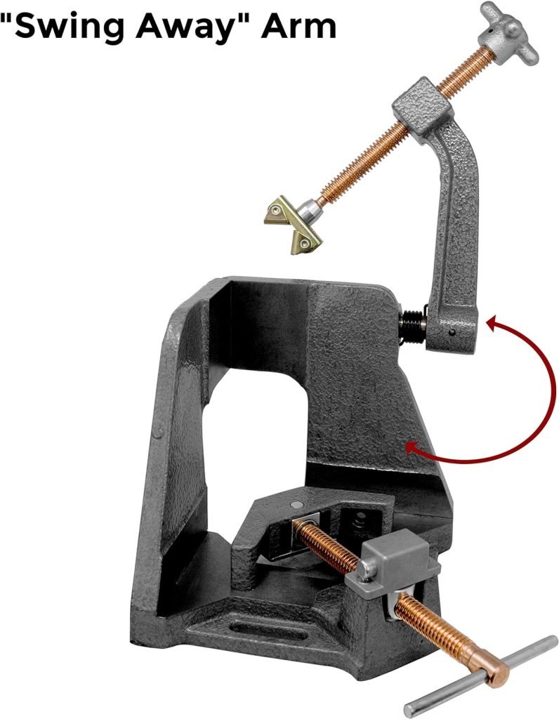 Strong Hand Tools WAC35-SW Strong Hand 3-Axis Fixture Vise with Quick Acting Screw, Two Stand-Offs, Swing Away Arm with 3.75 Miter Joint, 2.45 T-Clearance