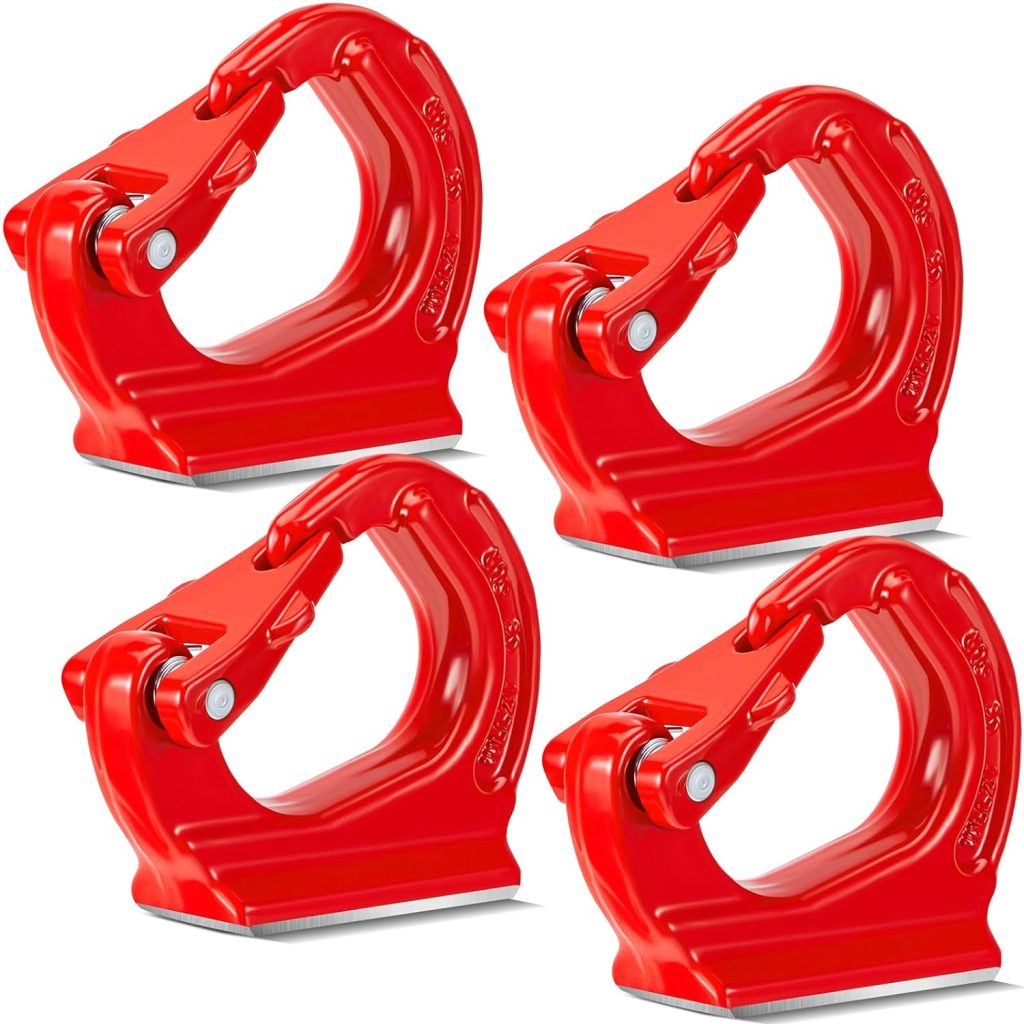 Thyle 4 Pcs Weld on Hooks, 2 Ton Heavy Duty Weld on Anchor Hook, Alloy Steel Lifting Hook Welding Hooks for Wrecker Crane Tractor Rigging Lifting, 4400 Lbs Working Load Limit, Red