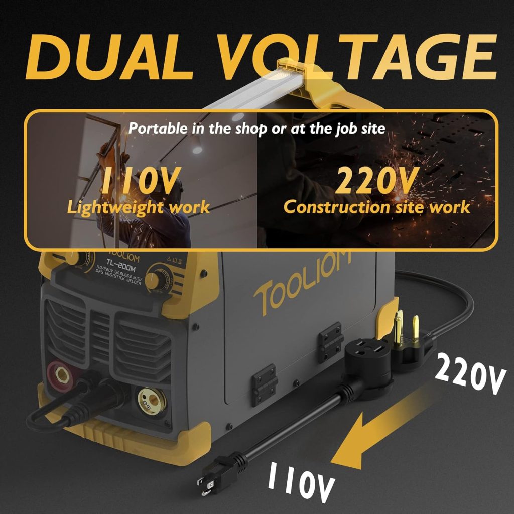 TOOLIOM 135A Flux Core Welder MIG Welder 110V Flux MIG/Lift TIG/Stick 3-in-1 Welding Machine IGBT DC Inverter