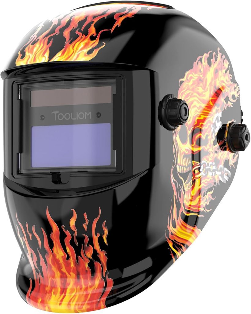 TOOLIOM Solar Powered Welding Helmet Auto Darkening for TIG MIG ARC Welder Mask with Adjustable Shade Range 4/9-13 Blue Eagle Design