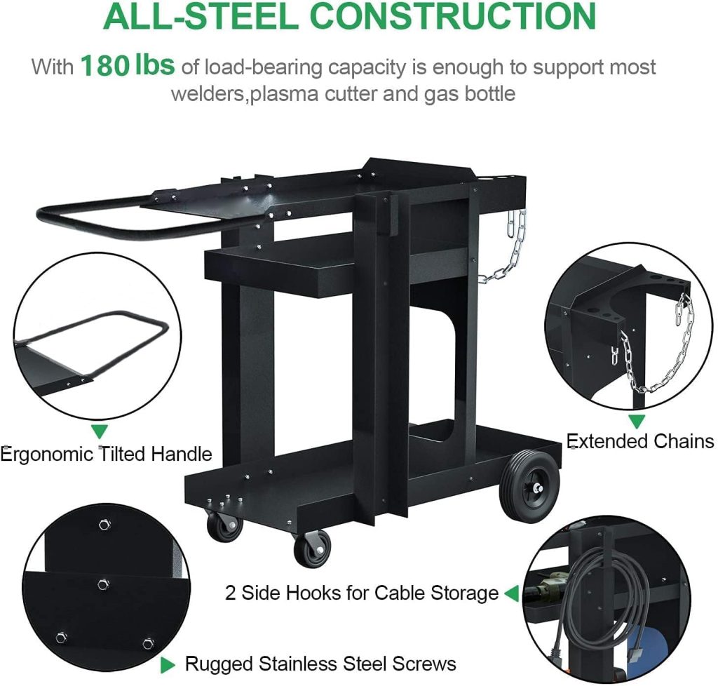 Welding Carts for Mig Welder Cart Welding Table Top Welding Cabinet Miller Welding Machine Welding Equipment Plasma Cutter Durable Cart 400 Lbs Capacity Gas Bottle Storage