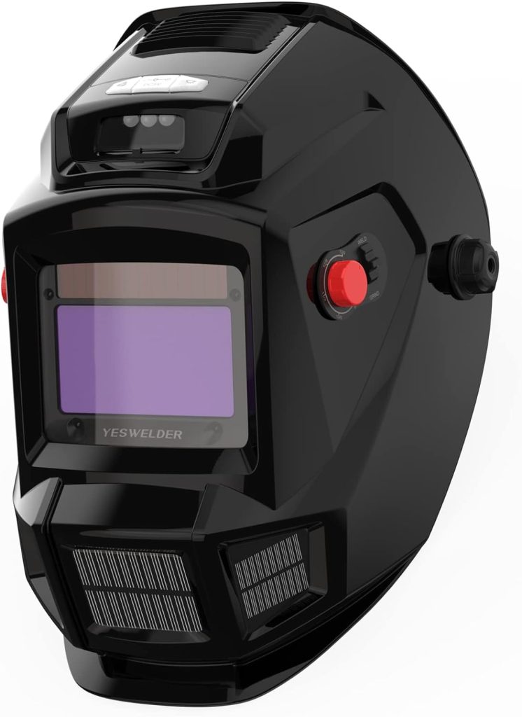 YESWELDER Auto Darkening Welding Helmet with Fan and Light, True Color 4 Arc Sensor for TIG MIG ARC Weld Hood Helmet