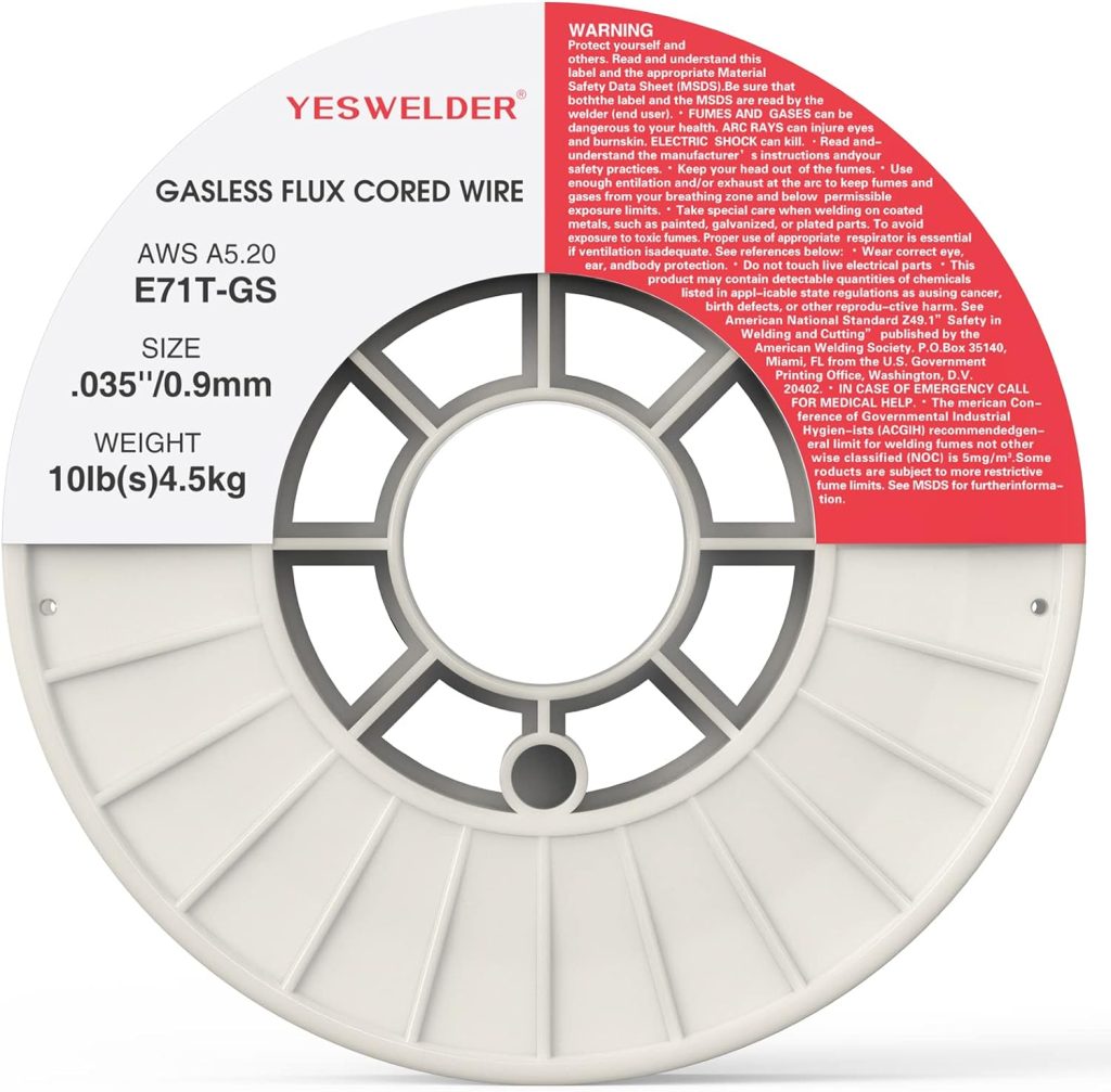 YESWELDER Flux Core Gasless Mig Wire, Mild Steel E71TGS .030-Diameter, 2-Pound Strong ABS Plastic Spool