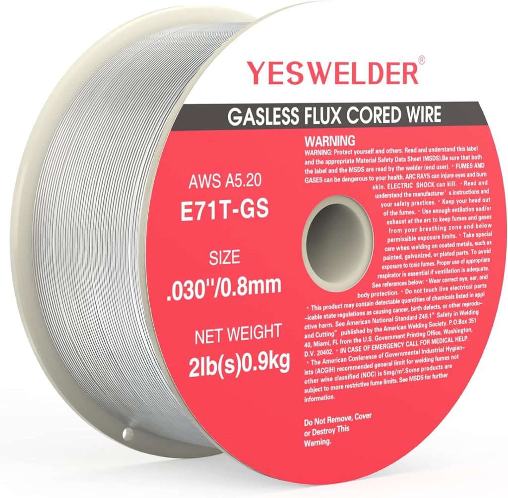 YESWELDER Flux Core Gasless Mig Wire, Mild Steel E71TGS .030-Diameter, 2-Pound Strong ABS Plastic Spool