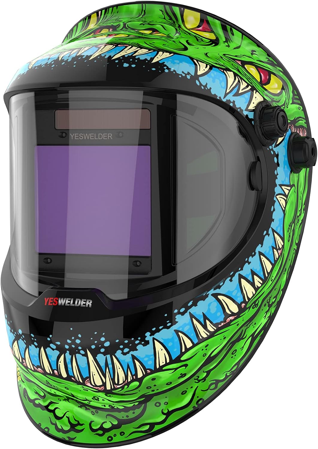 yeswelder large viewing true color solar powered auto darkening welding helmet with side view 4 arc sensor wide shade 45