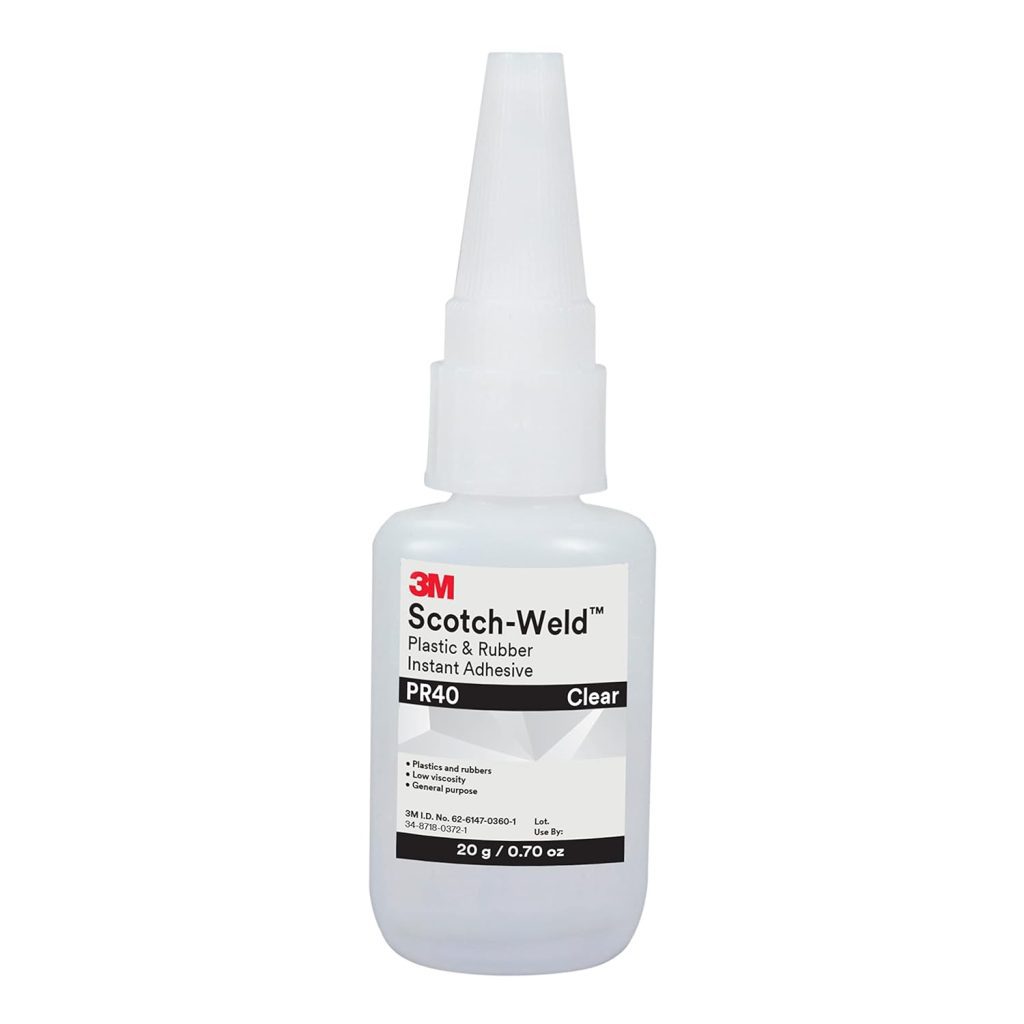 3M Scotch-Weld Plastic  Rubber Instant Adhesive PR40, Clear, 20 Gram Bottle