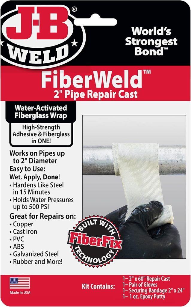 J-B Weld FiberWeld 2” Pipe Repair Cast 2x60 Inch - High Strength Adhesive Fiberglass Wrap - White (38260)