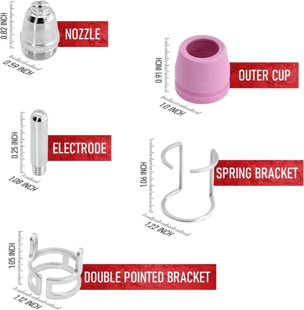 RX WELD 54Pcs Plasma Cutter Torch Consumables Electrode Nozzles Cups Kit Galvanized Copper Ceramic AG-60 Consumables