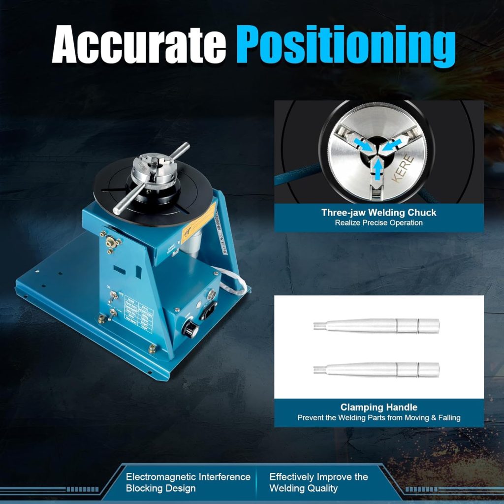 TFCFL Turntable Table, DC24V 15W Rotary Welding Positioner Turntable Table High Positioning Accuracy Suitable for Cutting, Grinding, Assembly, Testing and Other Seam Welding (10KG)