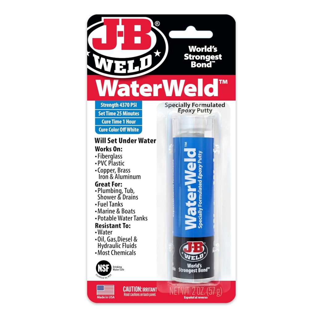 J-B Weld WaterWeld, 1 Hour Cure, Epoxy Putty Stick - 2 Pack, Off-White (8277-2)