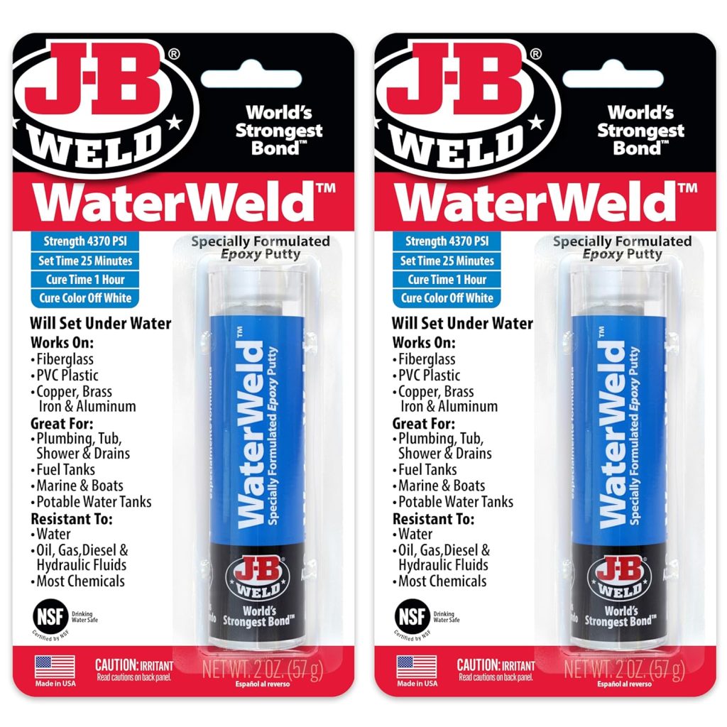 J-B Weld WaterWeld, 1 Hour Cure, Epoxy Putty Stick - 2 Pack, Off-White (8277-2)