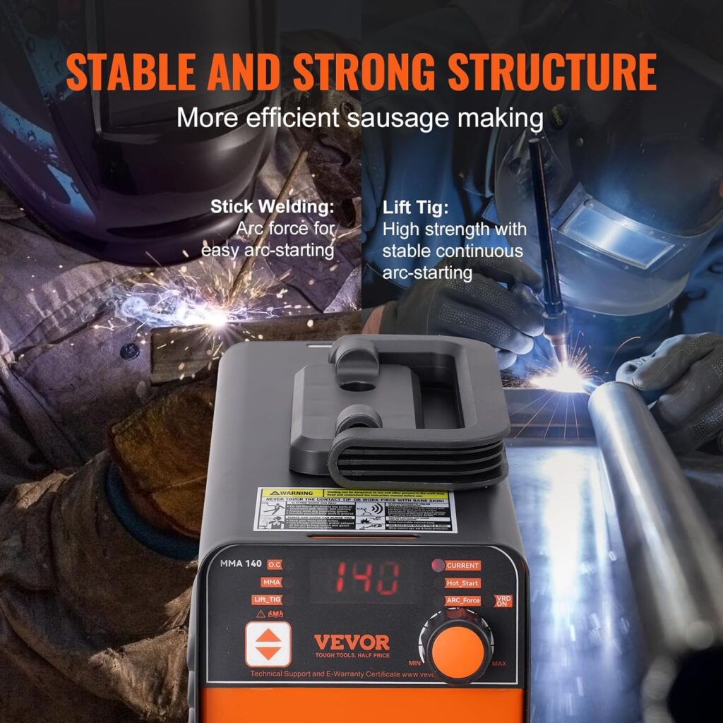 VEVOR Stick Welder, Mini and Portable 140Amp 2 in 1 ARC/Lift Tig Welder Machine, ARC Welder with Hot Start/Arc Force/Anti-Stick, IGBT Inverter Portable MMA Welder Machine