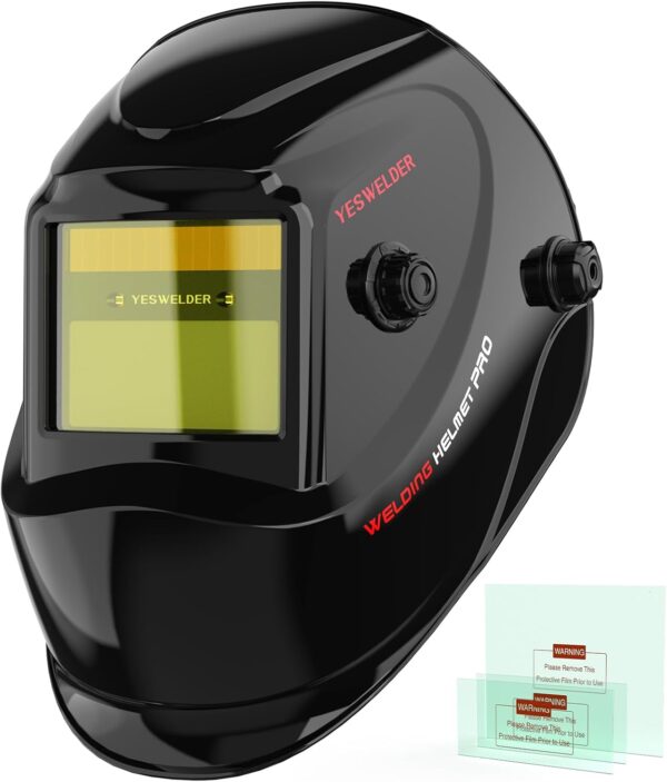 YESWELDER True Color Solar Powered Auto Darkening Welding Helmet, Wide Shade 3.5/9-13
