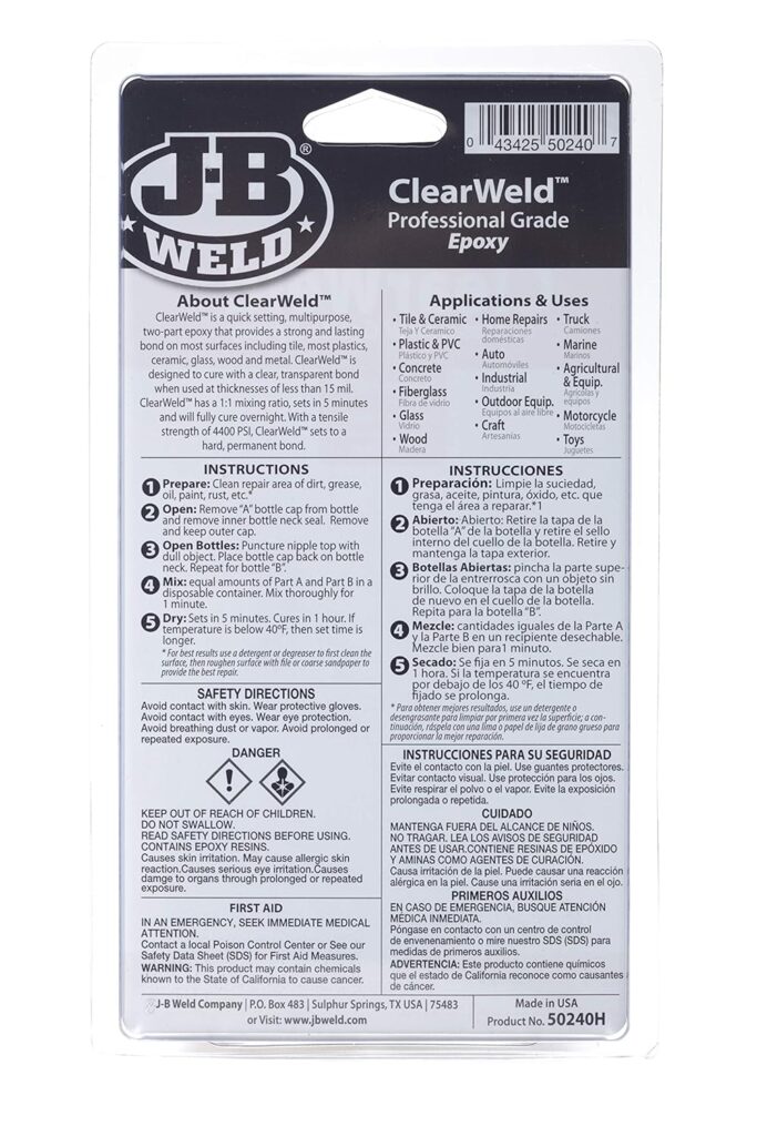 Jb Clearweld Epoxy 8oz